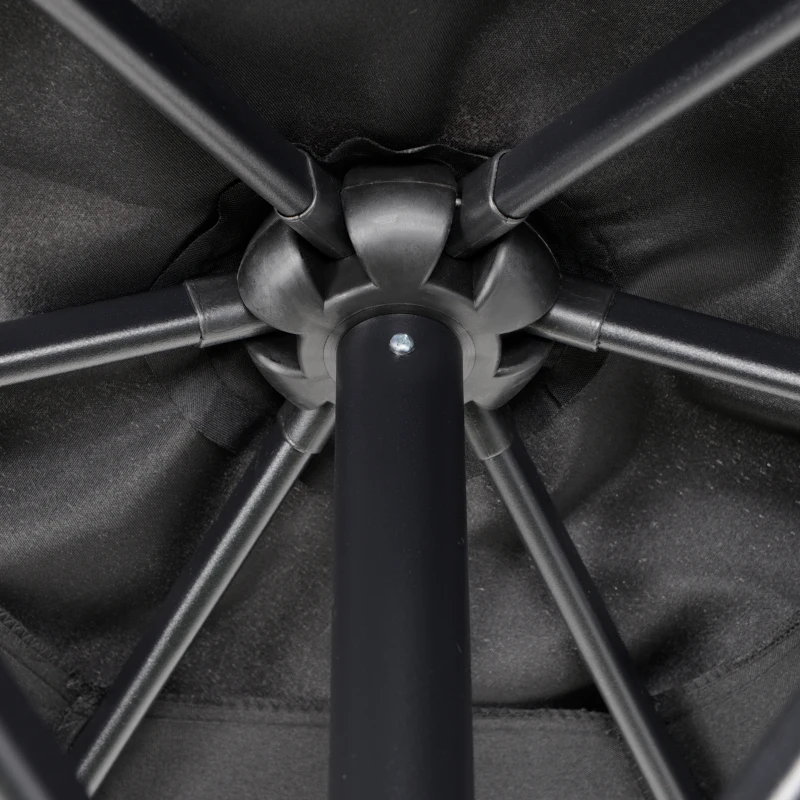 Outsunny 6.6FT Patio Umbrella, Outdoor Parasol with 6 Solid Ribs, Black