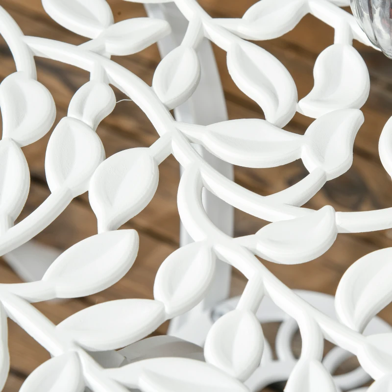 Outsunny 3 Pieces Outdoor Furniture Set, Patio Table and Chairs with Cast Aluminum Frame for Garden, Balcony, Porch, White