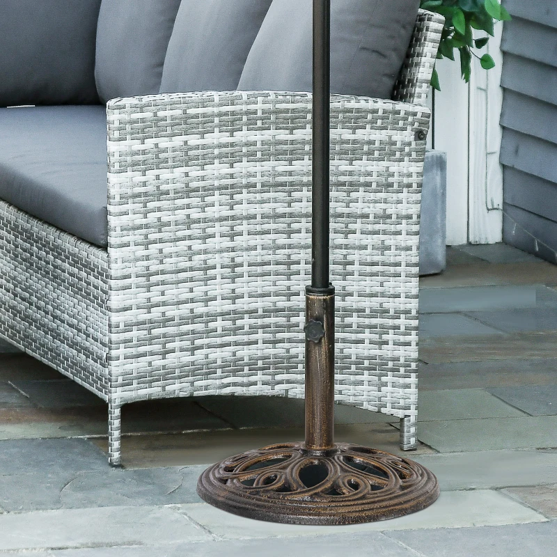 Outsunny 25lbs Cast Iron Round Patio Umbrella Base Stand, Umbrella Holder for Outdoor, Patio, Garden, Deck and Beach, Fit Dia. 1.5", 2" Pole, Bronze