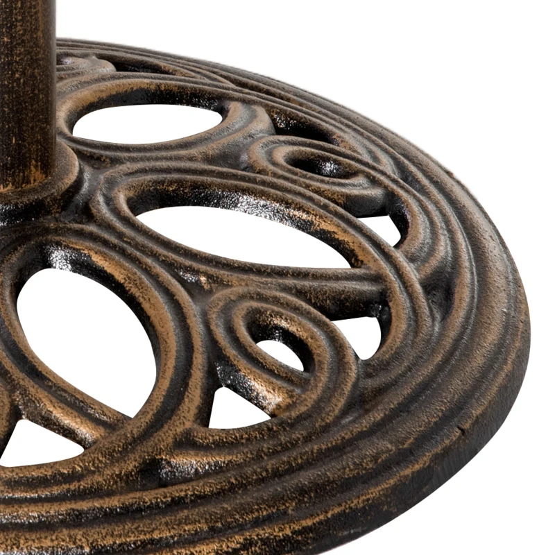 Outsunny 25lbs Cast Iron Round Patio Umbrella Base Stand, Umbrella Holder for Outdoor, Patio, Garden, Deck and Beach, Fit Dia. 1.5", 2" Pole, Bronze