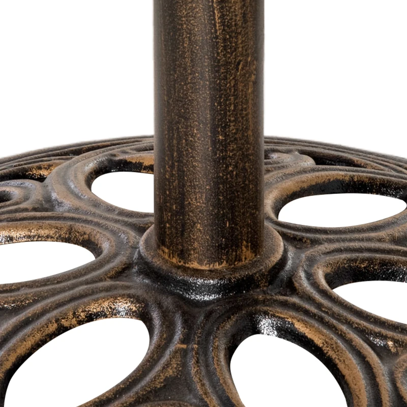 Outsunny 25lbs Cast Iron Round Patio Umbrella Base Stand, Umbrella Holder for Outdoor, Patio, Garden, Deck and Beach, Fit Dia. 1.5", 2" Pole, Bronze