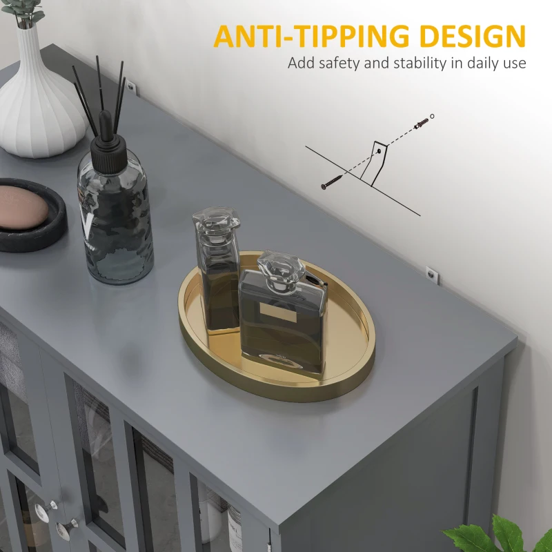 kleankin Kitchen Buffet Cabinet with 2 Doors, Modern Sideboard for Dining Room, Hallway, Living Room, Grey