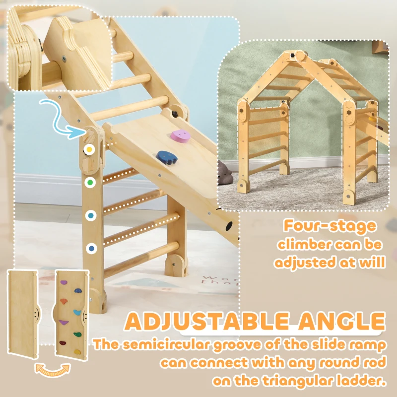 Qaba 4 in 1 Indoor Toddler Climbing Toys for 18-48 Months with Ramp & Seesaw