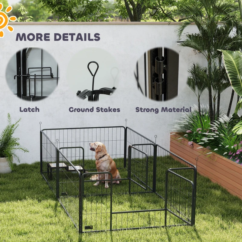 PawHut 7 Panel Dog Whelping Box Convertible DIY Pet Playpen with Washable Pee Pads, 600D Oxford Fabric, 96" x 48" x 24"