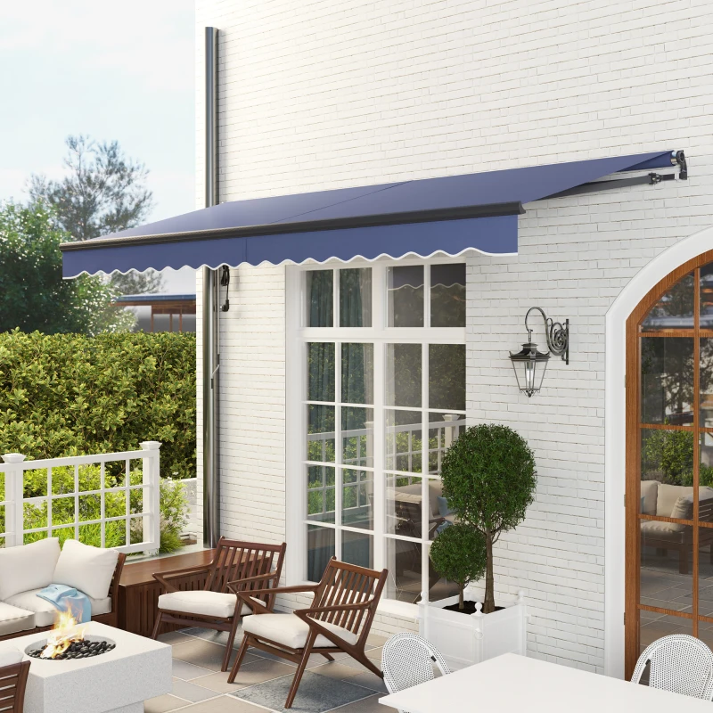 Outsunny 15' x 10' Electric Retractable Awning with Remote Controller, All Aluminum Frame Patio Awning, UV30+ Protection, Blue