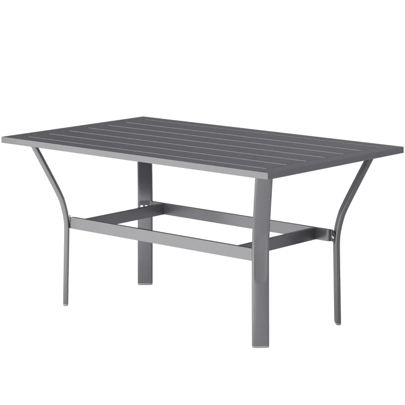 Outsunny Outdoor Side Table with Slatted Tabletop, Metal Patio Coffee Table for Garden, Balcony, Dark Grey