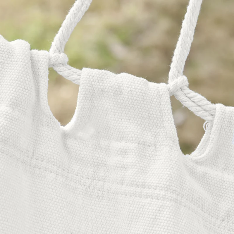 Outsunny Extra Large Boho Hammock with Macrame Tassel Fringe, Includes Carrying Bag, Indoor Outdoor Tree Hammock for Porch, Backyard, Camping, White