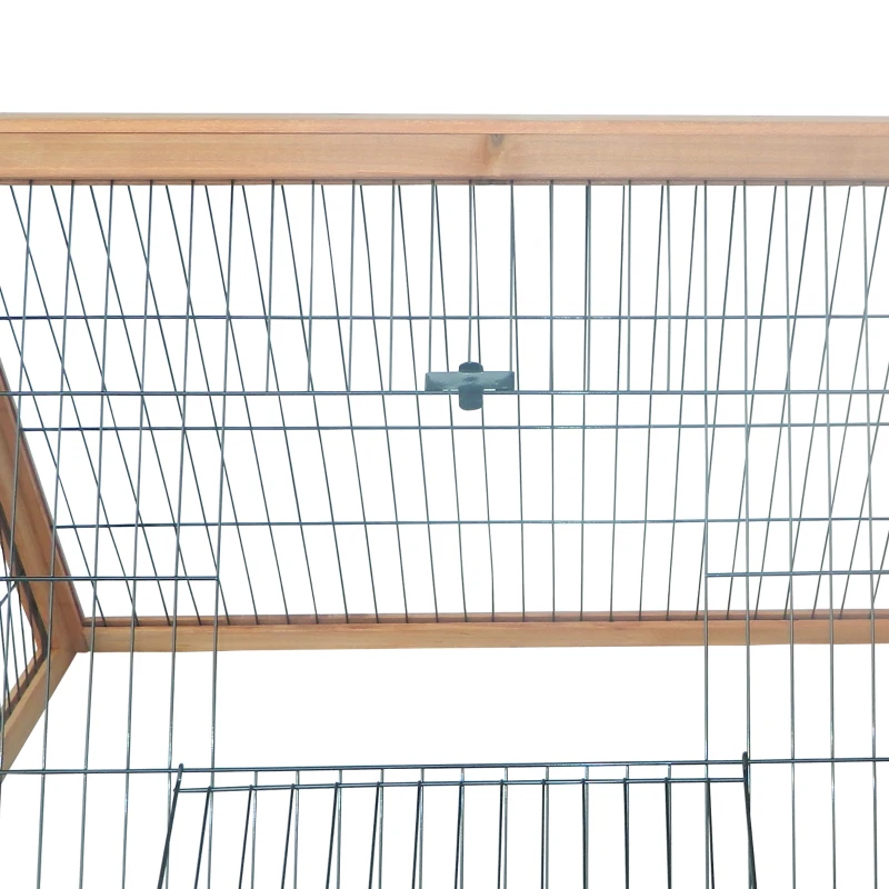 PawHut 46" x 24" Wooden A-Frame Outdoor Rabbit Hutch, Small Animal Cage, Bunny Hutch with Outside Run & Ventilating Wire, for Rabbits, Chickens, Ducks, Yellow