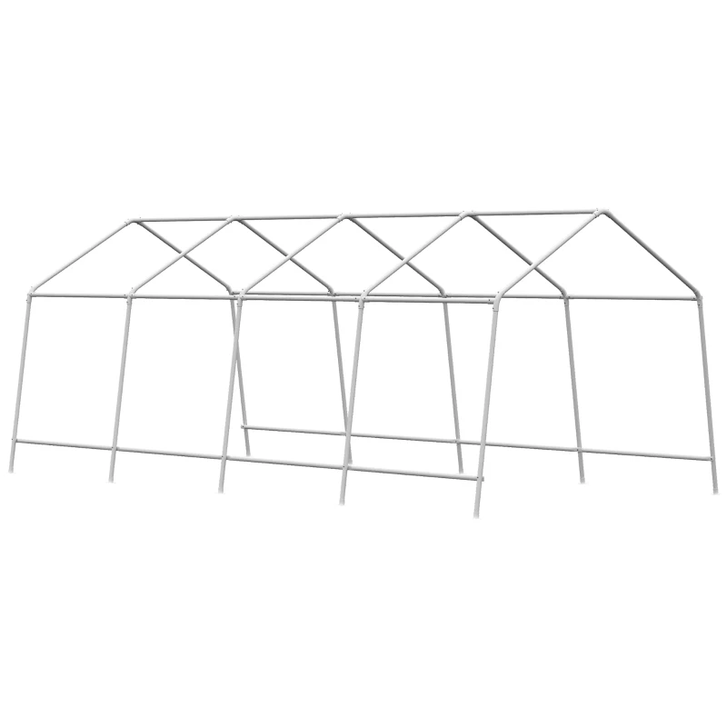 Outsunny 19.7' x 10' x 8' Outdoor Walk-in Greenhouse, Hot House with Mesh Windows, Bottom Vent, Zippered Door, PE Cover, Heavy Duty Steel Frame, White