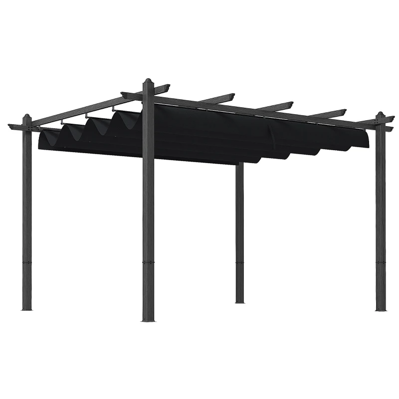 Outsunny 10' x 12' Retractable Pergola Canopy, Aluminum Pergola Sun Shade Shelter for Garden, Patio, Backyard, Deck, Gray