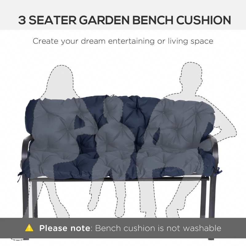 Outsunny 59" x 38" Tufted Bench Cushion for Outdoor Furniture, 3-Seater Replacement for Swing Chair, Patio Sofa/Couch, Dark Blue