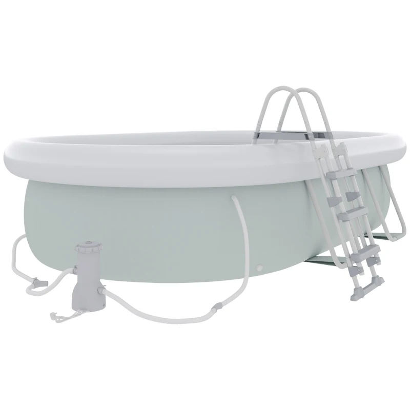 Outsunny 18' x 10' x 42" Above Ground Swimming Pool, Semi-Inflatable Rectangular Steel Frame Pool with Filter Pump, Safety Ladder, Cover, and Mat, for 1-8 People, Gray(m-11)