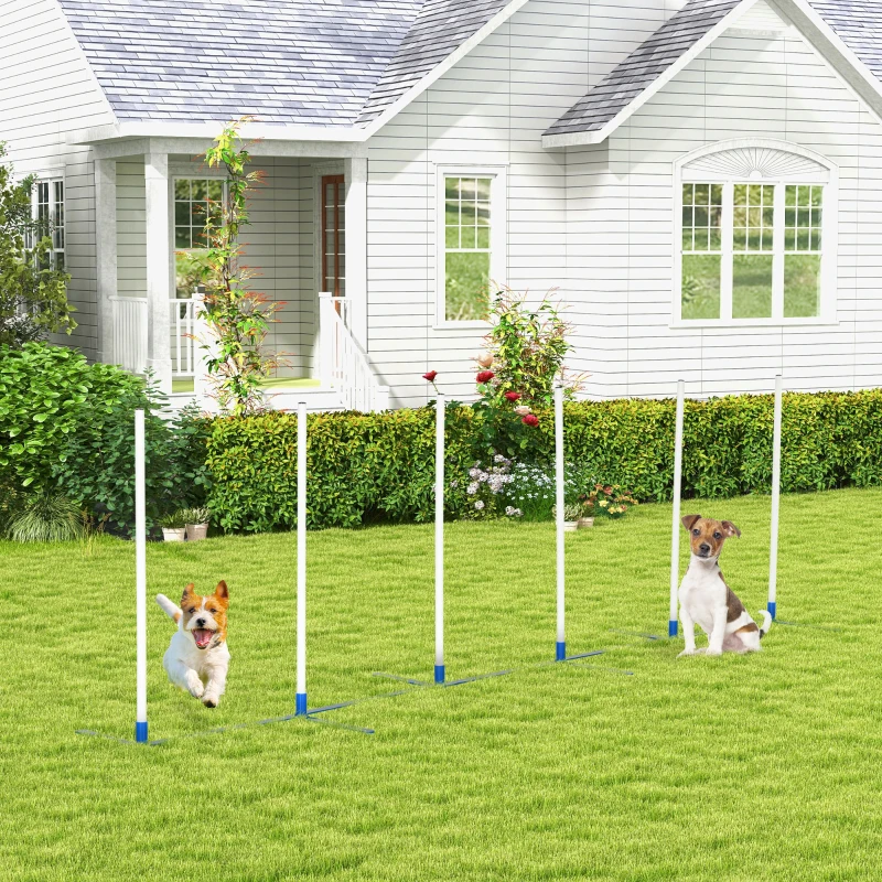 PawHut Dog Agility Equipment Dog Weave Pole Set Agility Starter Kit Pet Outdoor Exercise Training Set
