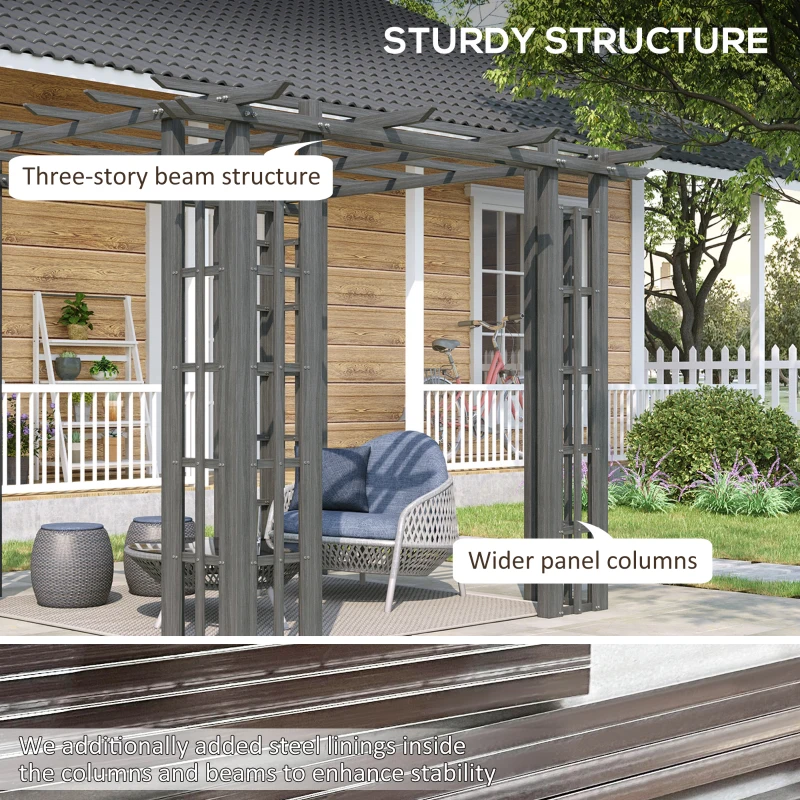 Outsunny 9' x 9' Vinyl Pergola, PVC Outdoor Gazebo Grape Trellis, for Garden, Patio, Backyard, Deck