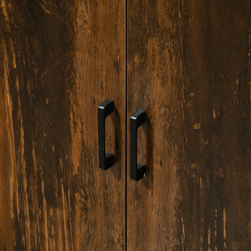 HOMCOM Industrial Sideboard Buffet Cabinet with Doors, Kitchen Cabinet, Coffee Bar Cabinet with Adjustable Shelves, Rustic Brown