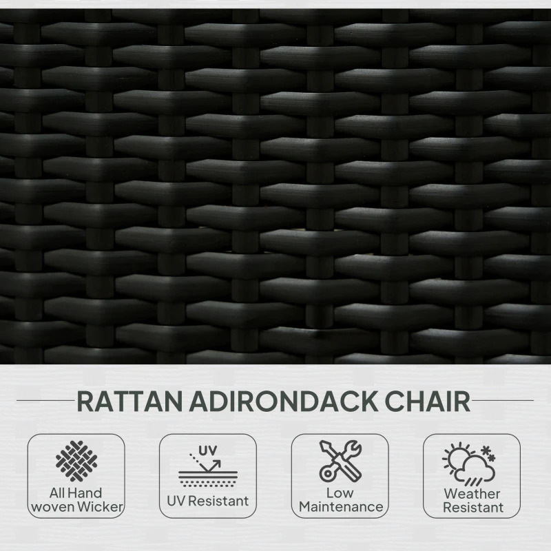 Outsunny Patio Wicker Adirondack Chair, Outdoor Rattan Fire Pit Chairs w/ Soft Cushions, Tall Backrest, Tilted Seat, Cream White