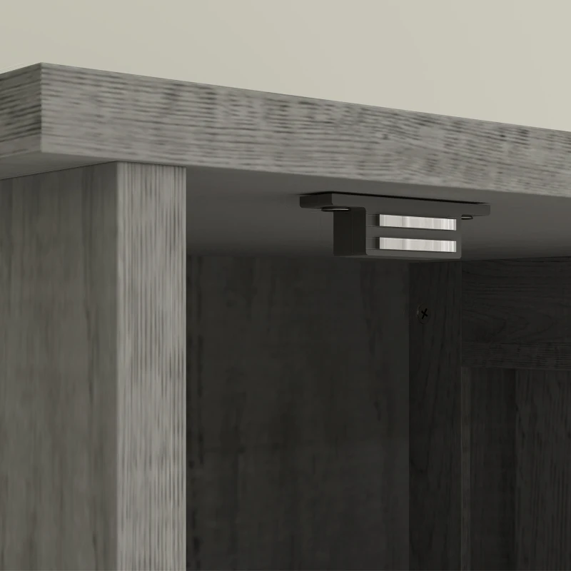 HOMCOM 67" Tall Bathroom Cabinet, Narrow Bathroom Storage Cabinet with Drawer, Barn Doors and Adjustable Shelves, Dark Grey