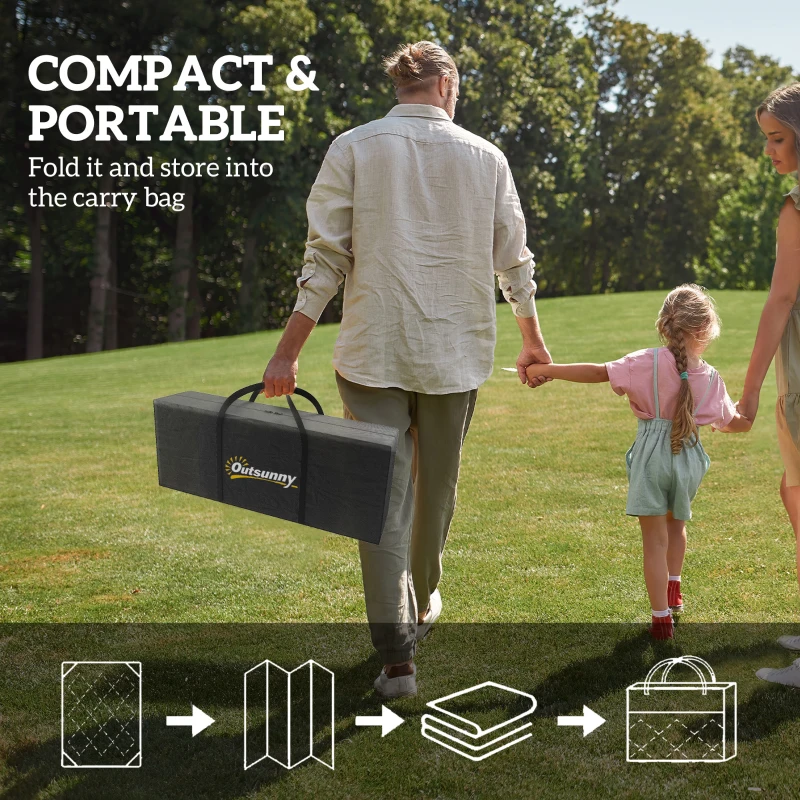 Outsunny Reversible Outdoor Rug, Waterproof Plastic Straw with Carry Bag, 8' x 10', Blue & White Geometric