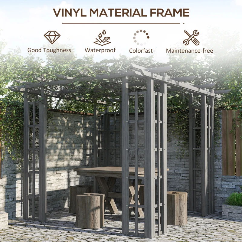 Outsunny 9' x 9' Vinyl Pergola, PVC Outdoor Gazebo Grape Trellis, for Garden, Patio, Backyard, Deck