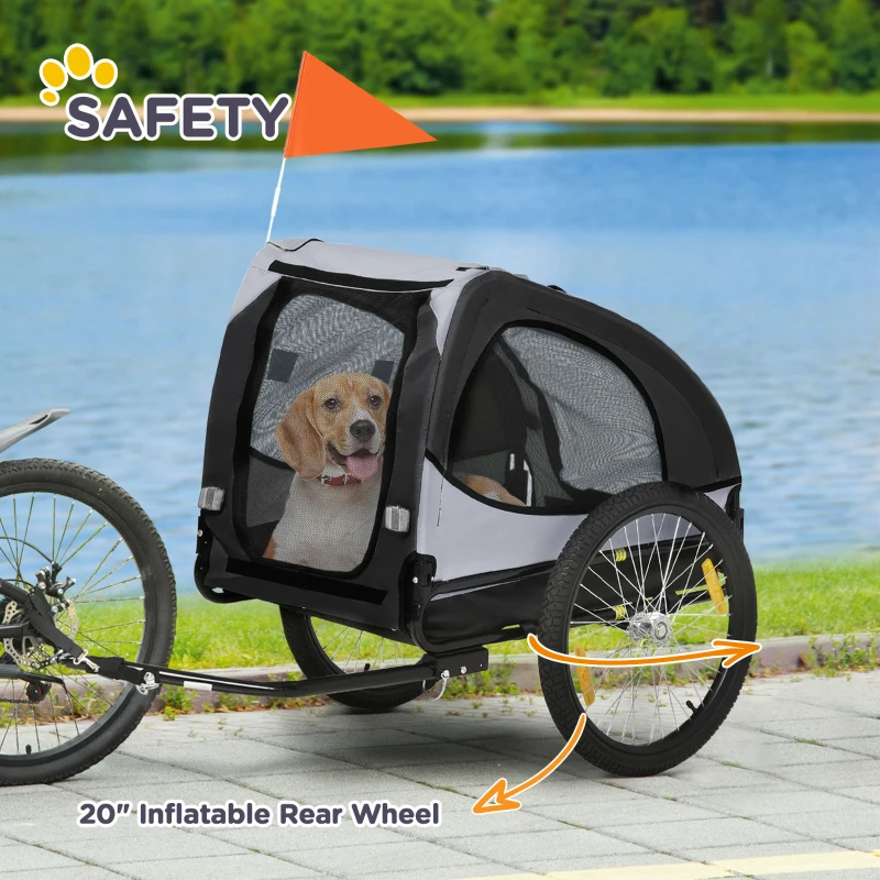 Aosom Dog Bike Trailer, Pet Stroller with Wheels for Medium Dogs, Black