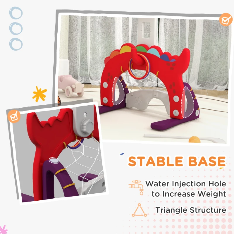 Qaba Adjustable Height 4.4-5 ft Kids Basketball Hoop, 5 in 1 Design, for Indoor Use, Red