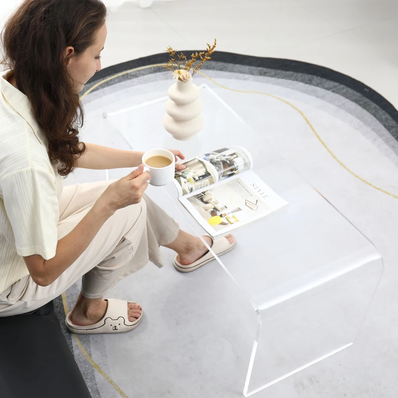 HOMCOM Acrylic Coffee Table 39" Long Rectangle Tea Table for Living Room Clear