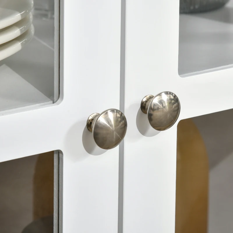 HOMCOM Sideboard, Buffet Cabinet with 4 Tempered Glass Doors and Adjustable Storage Shelf, Credenza, White
