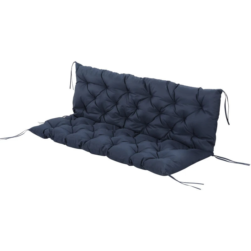 Outsunny 59" x 38" Tufted Bench Cushion for Outdoor Furniture, 3-Seater Replacement for Swing Chair, Patio Sofa/Couch, Dark Blue