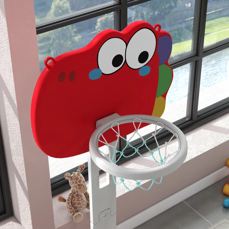 Qaba Adjustable Height 4.4-5 ft Kids Basketball Hoop, 5 in 1 Design, for Indoor Use, Red