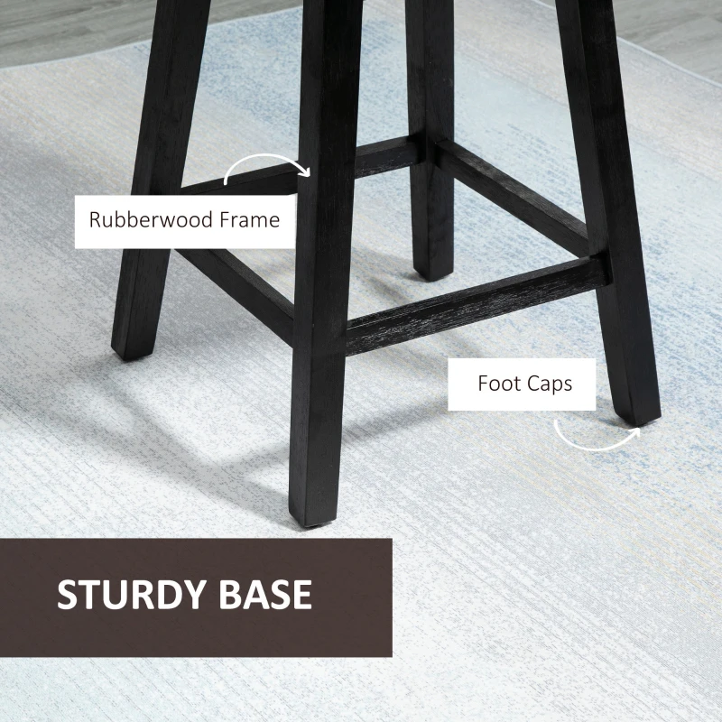 HOMCOM 28" Swivel Bar Height Bar Stools Set of 2, Armless PU Leather Upholstered Barstools Chairs with Nailhead Trim and Wood Legs, Brown