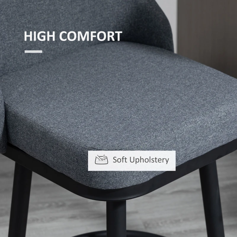 HOMCOM Modern Bar Stools, Set of 2 Swivel Kitchen Chairs, Dark Gray