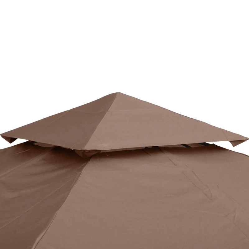 Outsunny Gazebo Replacement Canopy for Model 01 -0153, 2-Tier Top Cover for 9.84' x 9.84' Gazebo, Coffee (TOP ONLY)