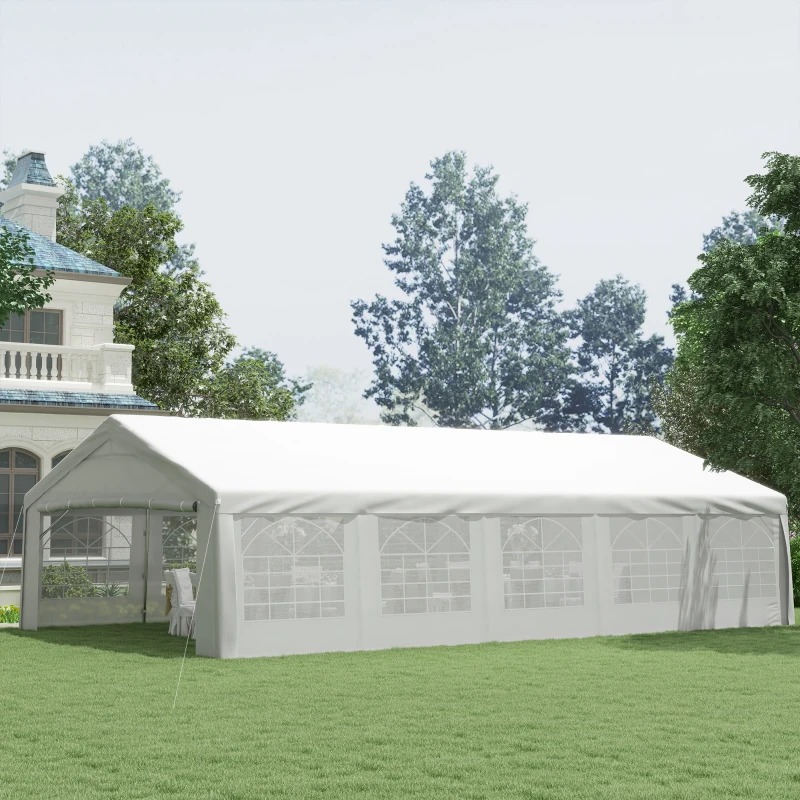 Outsunny Heavy Duty Wedding Canopy 20x32 Outdoor Shelter for Weddings, Parties, BBQ White(m-12)