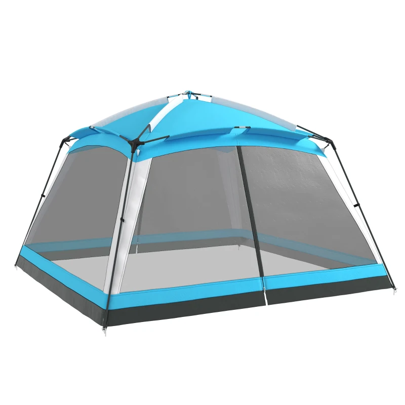 Outsunny 12' x 12' Screen House Room, 8 Person Camping Tent w/ Carry Bag and 4 Mesh Walls for Hiking, Backpacking, and Traveling, Easy Set Up, Sky Blue
