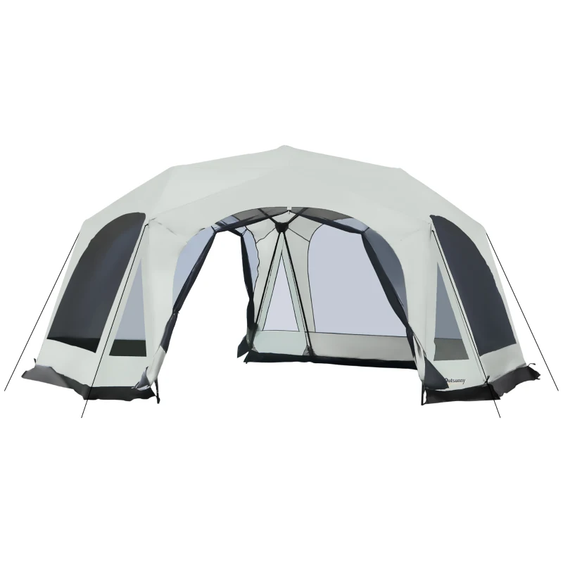 Outsunny 20 Person Camping Tent, Outdoor Cabin Tent Tent with 2 Doors, Screen Room, Family Dome Tent for Hiking, Backpacking, Traveling, Easy Set Up, Cream