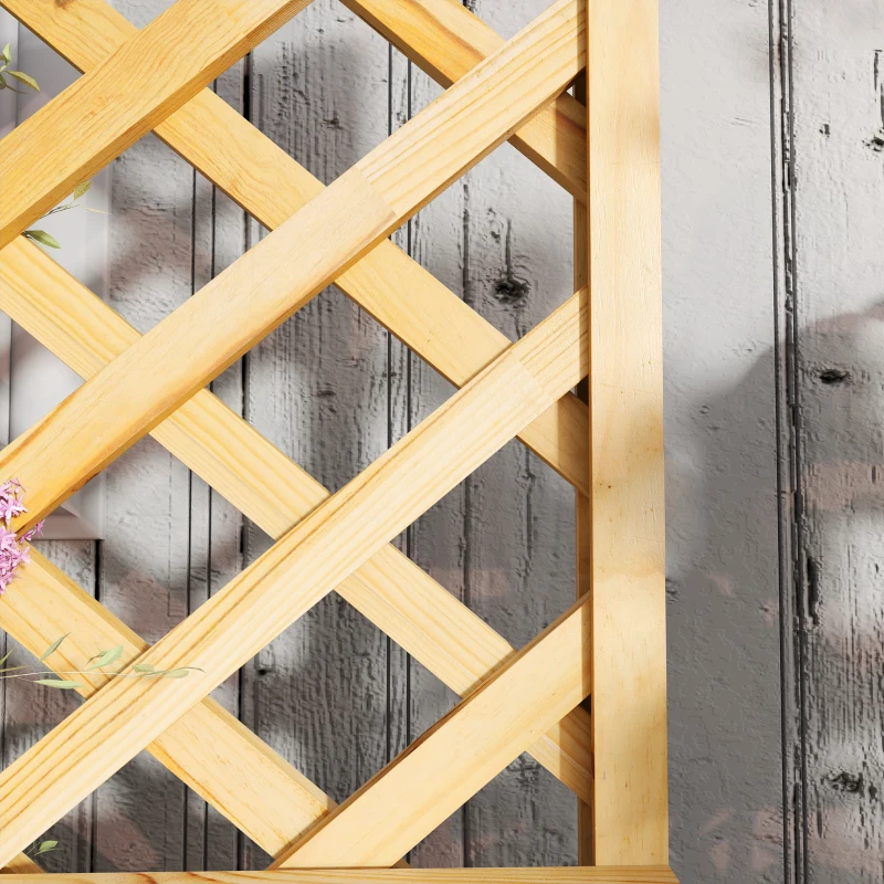 Outsunny Raised Garden Bed, Wooden Planter with Trellis, Hanging Roof, Plant Shelf, Drainage Holes and Bed Liner, Natural