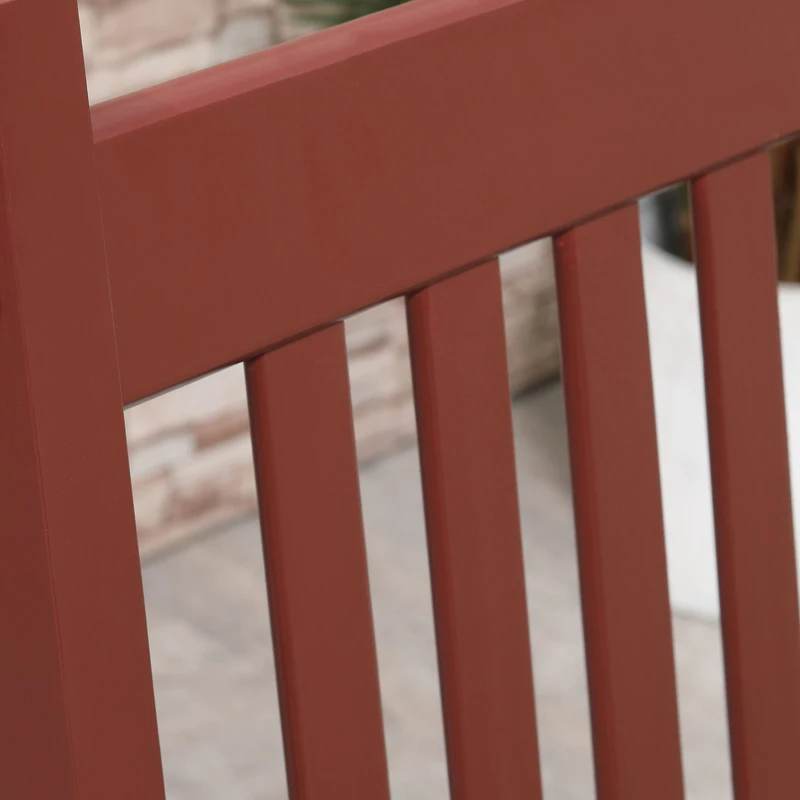 Outsunny Outdoor Rocking Chair Set of 2 with Side Table, Patio Wooden Rocking Chair with Smooth Armrests, High Back for Garden, Balcony, Porch, Supports Up to 352 lbs. , Wine Red