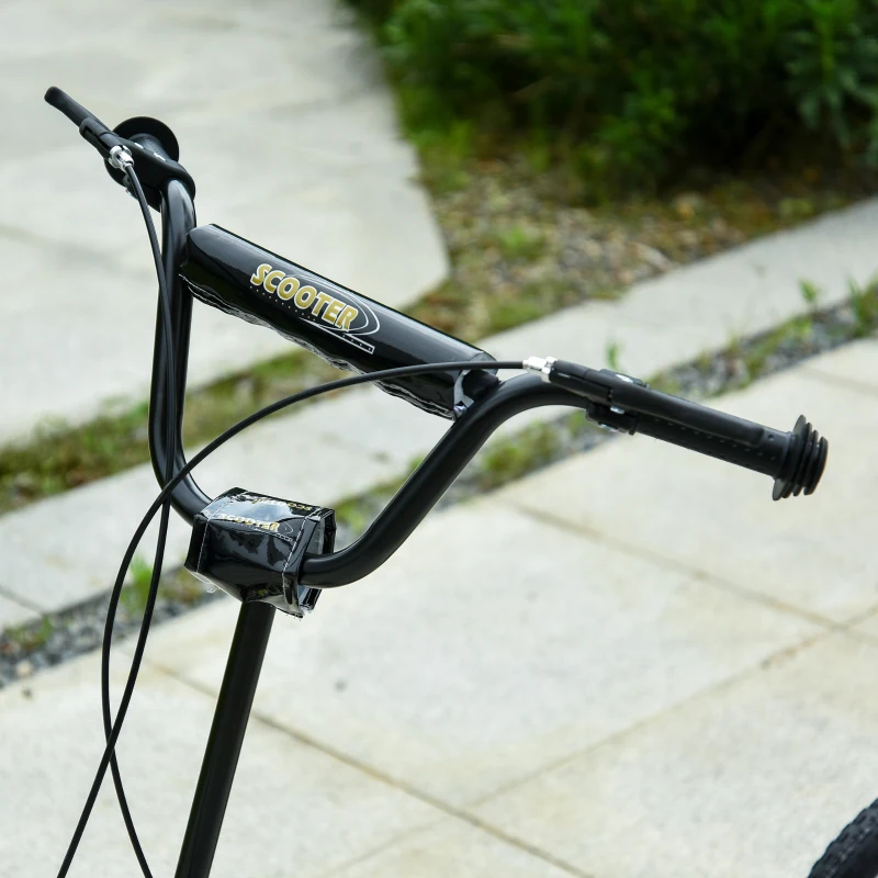 Aosom Youth Scooter Front and Rear Caliper Dual Brakes 12-Inch Inflatable Front Wheel Ride On Toy For Age 5+ - Black