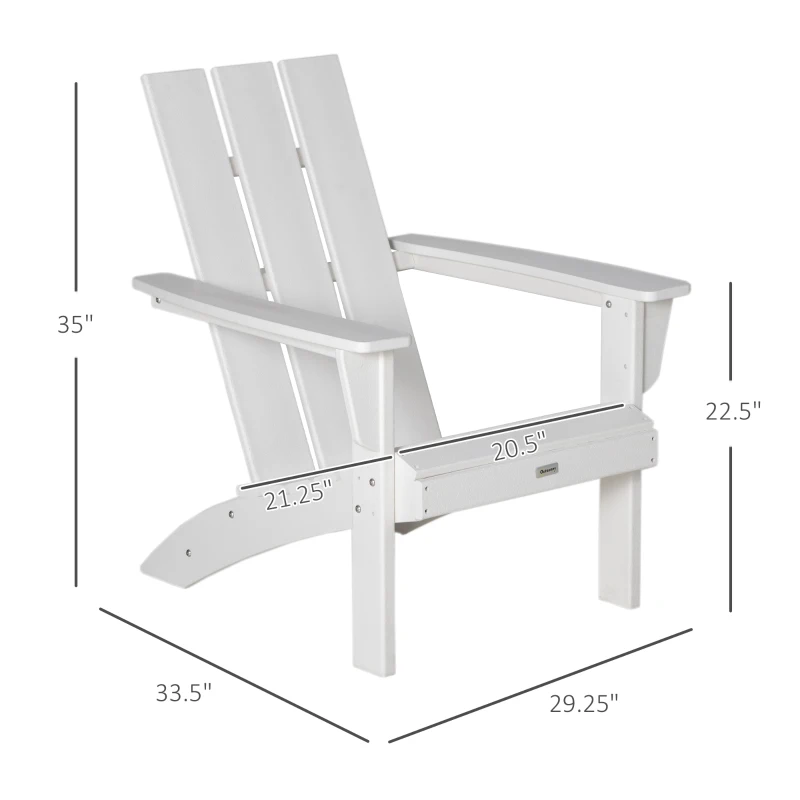 Outsunny Patio Adirondack Chair, Outdoor HDPE Fire Pit Chair, Weather Resistant Outdoor Chair with High-back, Patio Chair for Deck, Garden, Backyard, White