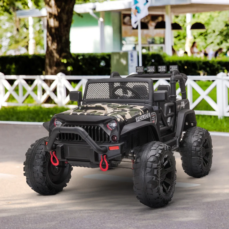 Aosom 12V Battery-Powered Kids Electric Ride On Truck Car with Wide Seat, Parent Remote Control & Bluetooth Music, Camo(m-16)
