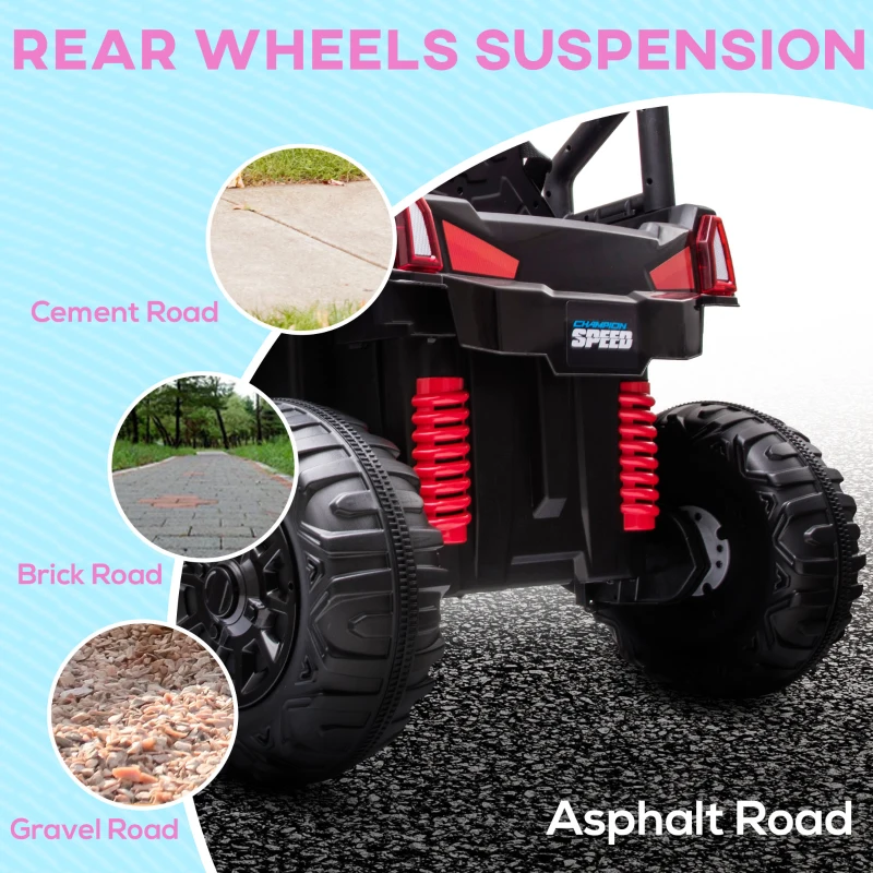 Aosom 12V Kids UTV with Music, Lights, MP3/USB, Suspension System & Remote Control, Pink