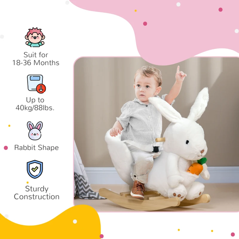 Qaba Baby Rocking Chair, Rabbit Shaped Plush Animal Rocker