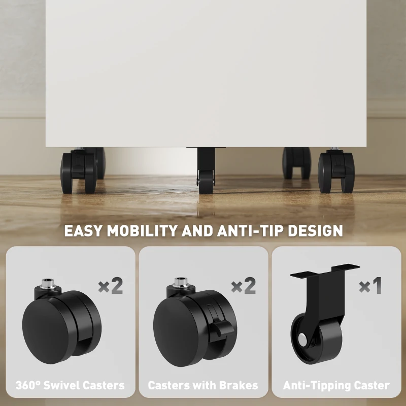 Vinsetto 3 Drawer Filing Cabinet with Lock, Steel Office Storage Cabinet with Hanging Bar for A4, Legal, Letter Files, White