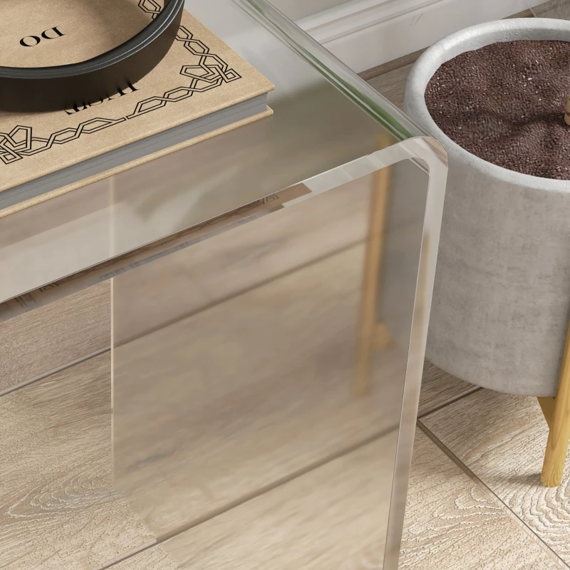 HOMCOM Modern Acrylic End Table, Waterfall Side Table with Rounded Edges and Storage for Small Spaces, 21" x 12" x 21", Clear