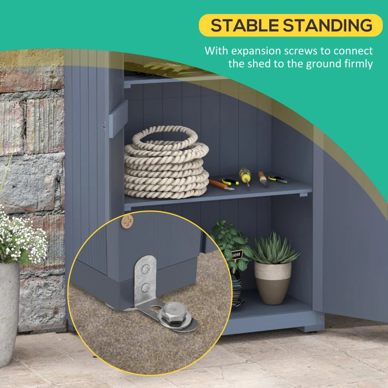 Outsunny Outdoor Storage Cabinet Garden Shed with Waterproof Galvanized Metal Roof and Lockable Door, Gray