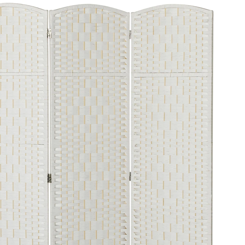 HOMCOM Room Divider, 3 Panel Folding Privacy Screen, 6FT Tall Portable Weave Partition Wall Divider for Bedroom, White