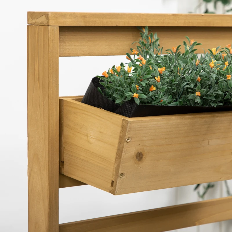 Outsunny Wooden Plant Trellis Stand with 5 Hanging Planter Boxes, Freestanding Outdoor Plant Stand for Patio, Garden, Balcony, Porch