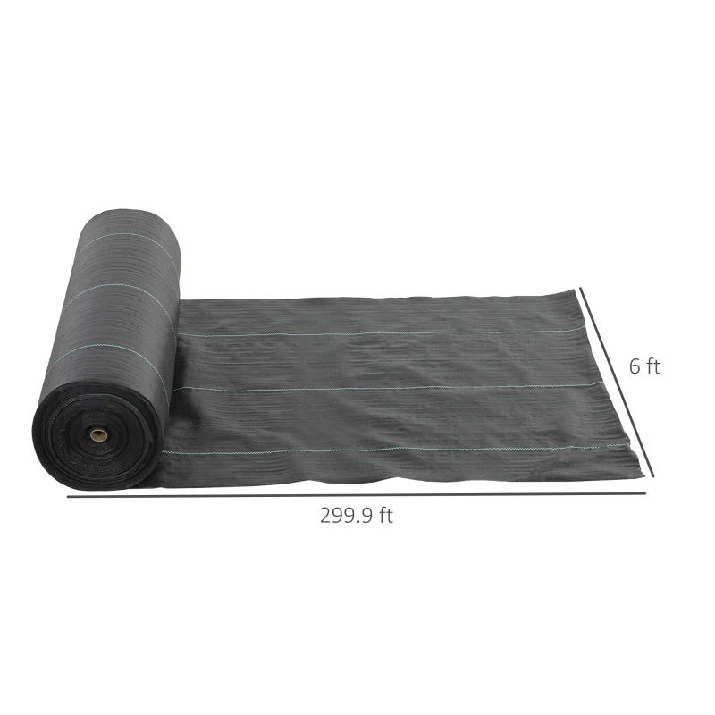 Outsunny 6FT x 300FT Weed Barrier Landscape Fabric, 5oz Heavy Duty Woven Weed Control Fabric for Landscaping