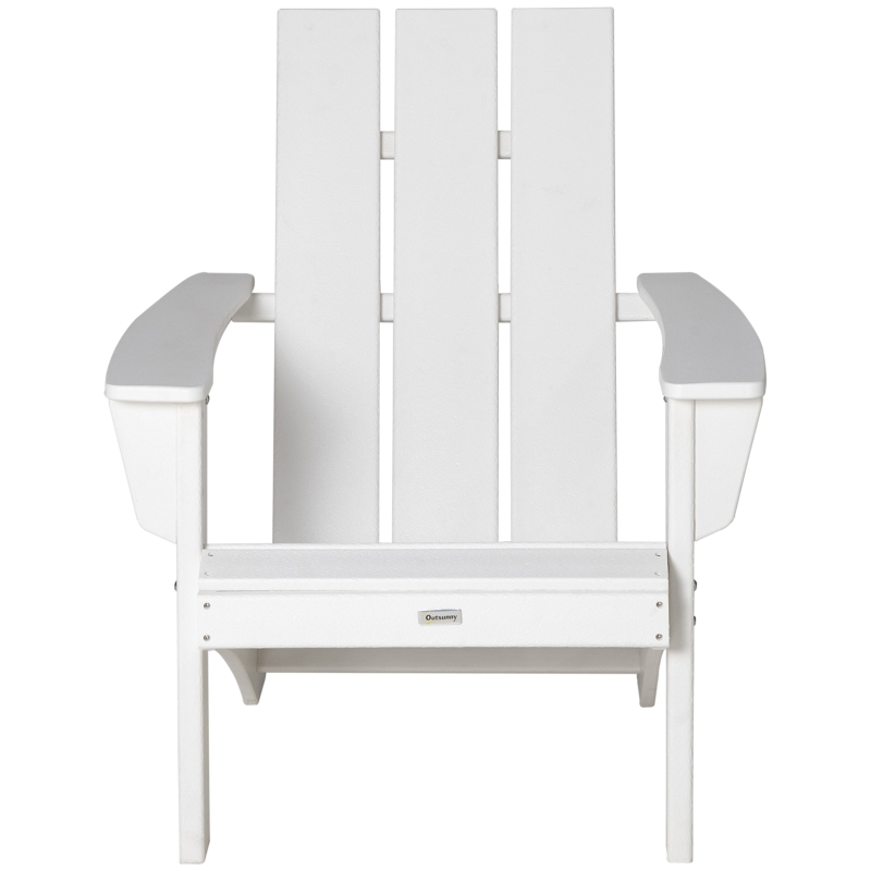 Outsunny Patio Adirondack Chair, Outdoor HDPE Fire Pit Chair, Weather Resistant Outdoor Chair with High-back, Patio Chair for Deck, Garden, Backyard, White