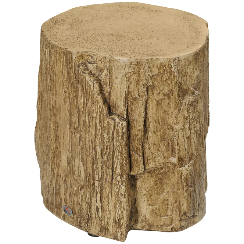HOMCOM 17" Tall Tree Stump End Table, Concrete Sofa Side Table for Indoor and Outdoor Use, Garden Stool